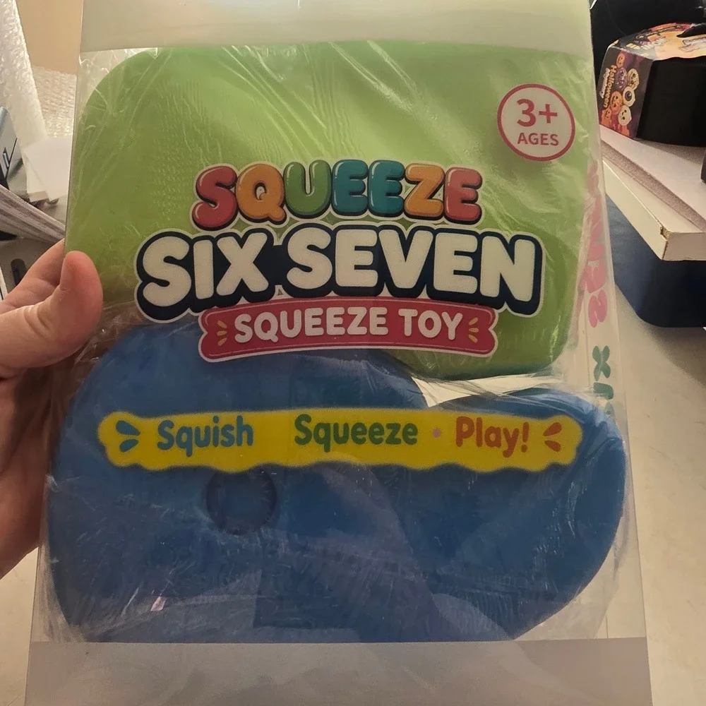 Squeeze Six Seven Squeeze Toy Set Numbers 6 & 7 Blue Green Sensory Squish NM-137